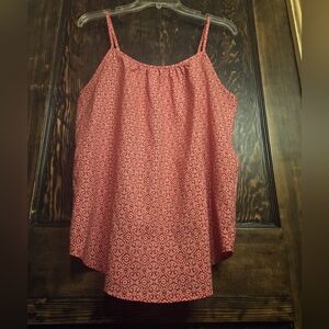 Faded Glory Brilliant Red Floral Printed Camisole Tank Top Sz M